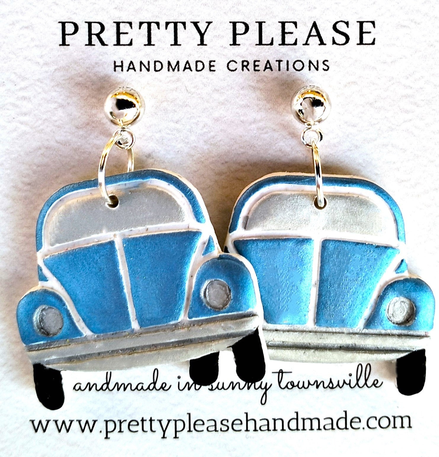 Polymer Clay VW Beetle Car Earrings. Handmade in Townsville, Sunny Nth ...